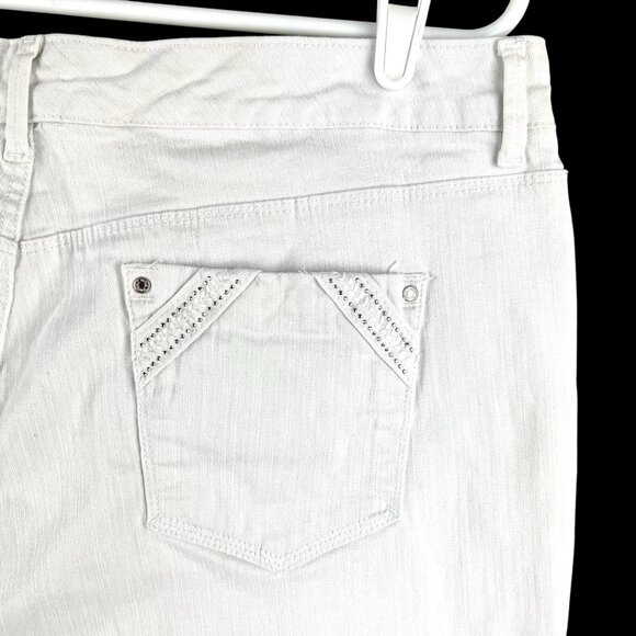 Gloria Vanderbilt Women's White Crop Jeans Size 16 Embellished Stretch Mid Rise - Picture 5 of 12